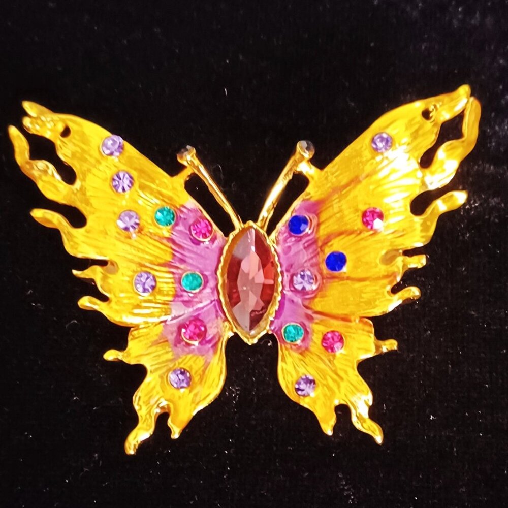 Vibrant Yellow Butterfly Brooch